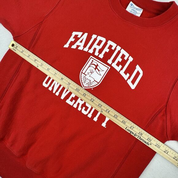 Fairfield University College Sweatshirt Sz S Red Crewneck Champion Reverse Weave - Picture 12 of 15
